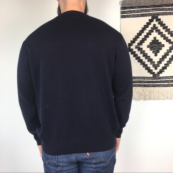 Italian Merino Wool Vertical Stripe Dad Sweater - Picture 3 of 5